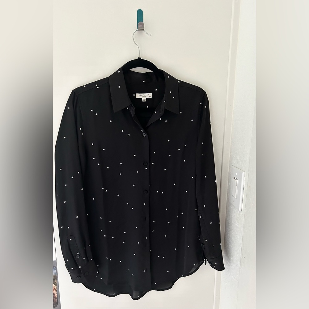 Equipment long sleeve blouse, black with stars
